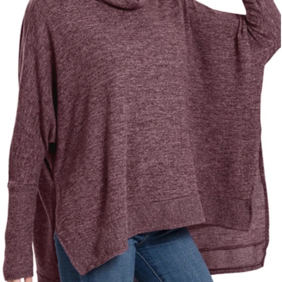 Oversized Sweater Women size Large Olive Green Turtleneck Hi Low hem Loose Fit - Picture 12 of 12